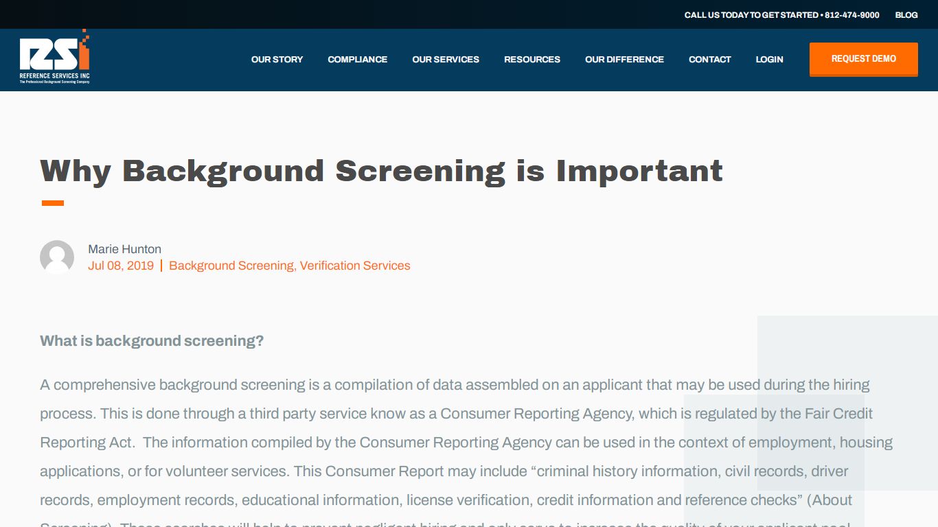 Why Background Screening is Important - Reference Services